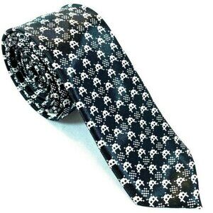 Black Tie Geek Space Invaders Skinny Tie, Black & White